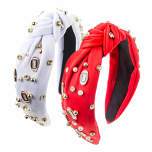 Load image into Gallery viewer, Football Rhinestone Headband

