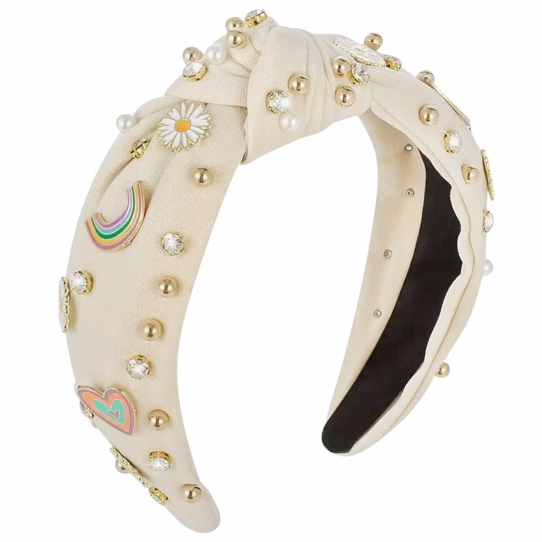 Ivory Studded Girls Headband