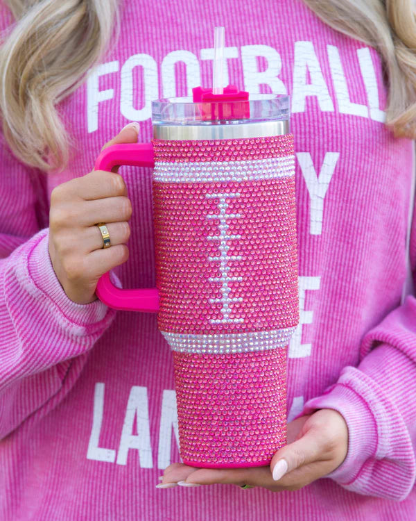 LIMITED EDITION Pink Crystal Football 40 Oz. Tumbler