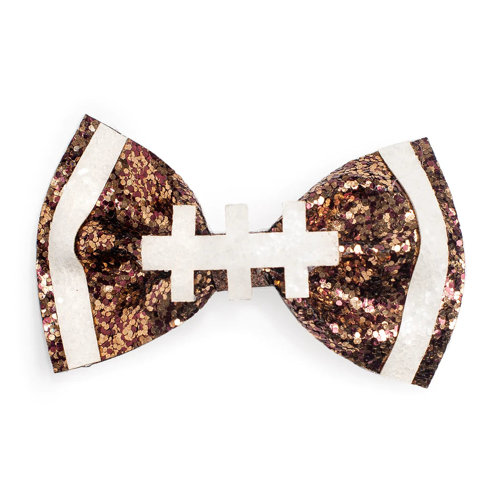 Football Bow Glitter Gator Clip